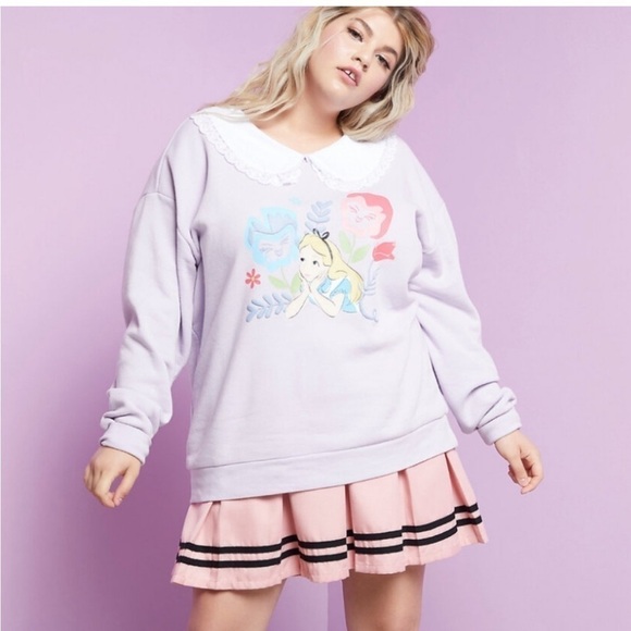 Alice in Wonderland Purple Peter Pan Collar Disney Sweatshirt - Picture 1 of 10